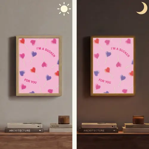 Lolly - Valentijn - Illustratie - Snoep Light Box met batterij (Wandlamp) middel -sfeer3