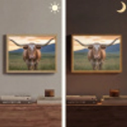Longhorn - Landschap - Zonsondergang Light Box met batterij (Wandlamp) middel -sfeer3