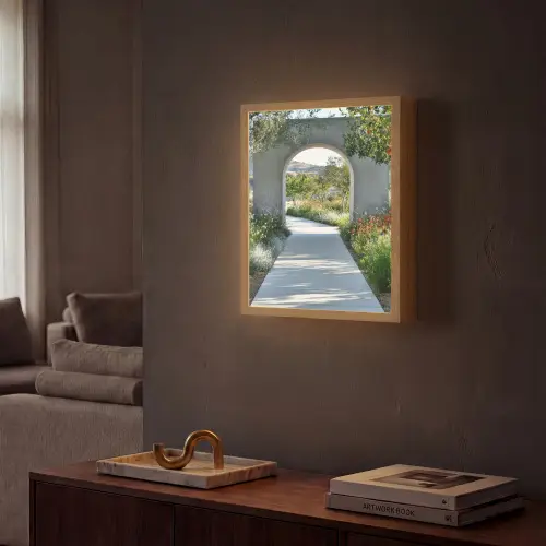 Doorkijk - Pad - Beton - Landschap Light Box met batterij (Wandlamp) middel -sfeer1