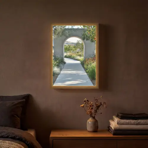 Doorkijk - Pad - Beton - Landschap Light Box met batterij (Wandlamp) middel -sfeer4