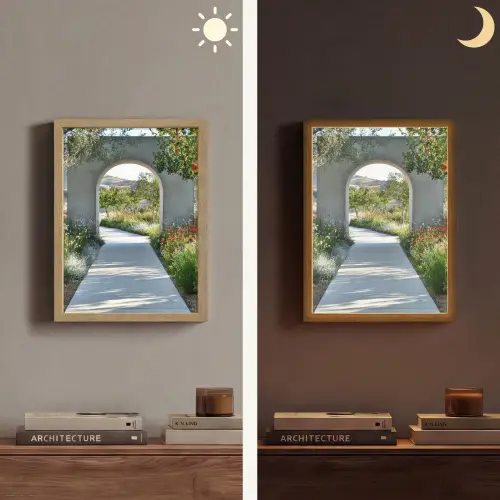 Doorkijk - Pad - Beton - Landschap Light Box met batterij (Wandlamp) middel -sfeer3