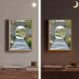 Doorkijk - Pad - Beton - Landschap Light Box met batterij (Wandlamp) middel -sfeer3