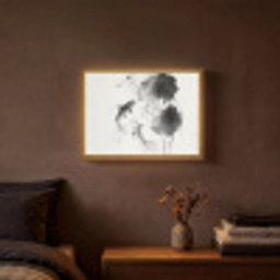 Lotusbloemen - Vissen - Bladeren - Zwart Light Box met batterij (Wandlamp) middel -sfeer4