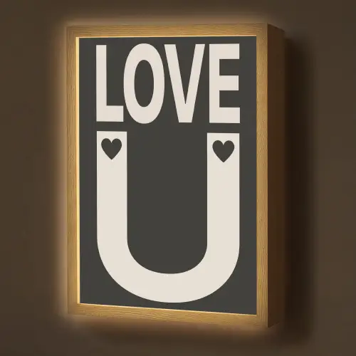 Love - Zwart - Minimalistisch Light Box met batterij (Wandlamp) middel -z3d_website