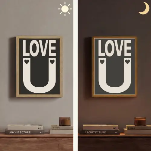 Love - Zwart - Minimalistisch Light Box met batterij (Wandlamp) middel -sfeer3