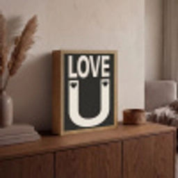 Love - Zwart - Minimalistisch Light Box met batterij (Wandlamp) middel -sfeer2