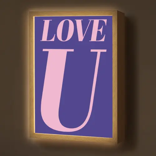 Love - Blauw - Valentijn Light Box met batterij (Wandlamp) middel -z3d_website