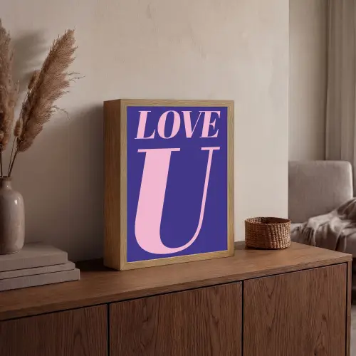 Love - Blauw - Valentijn Light Box met batterij (Wandlamp) middel -sfeer2