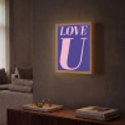 Love - Blauw - Valentijn Light Box met batterij (Wandlamp) middel -sfeer1