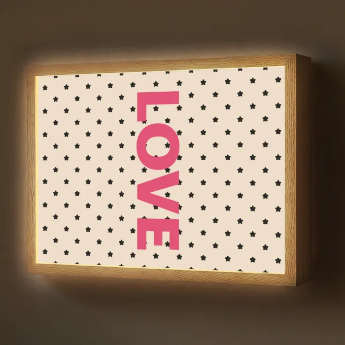 Love - Stippen - Roze Light Box met batterij (Wandlamp) middel -z3d_website