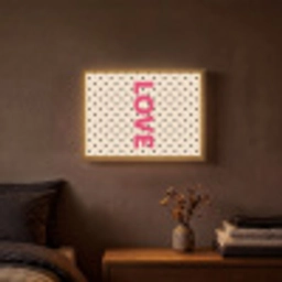 Love - Stippen - Roze Light Box met batterij (Wandlamp) middel -sfeer4