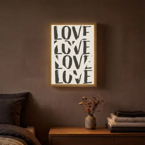 Love - Hart - Beige Light Box met batterij (Wandlamp) middel -sfeer4