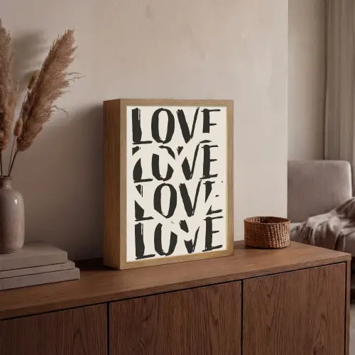 Love - Hart - Beige Light Box met batterij (Wandlamp) middel -sfeer2