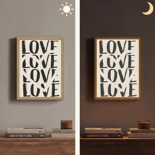 Love - Hart - Beige Light Box met batterij (Wandlamp) middel -sfeer3