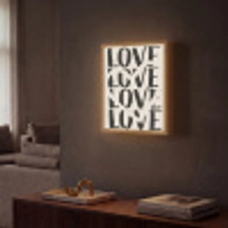 Love - Hart - Beige Light Box met batterij (Wandlamp) middel -sfeer1
