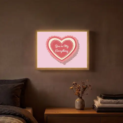 Liefde - Hart - Valentijn Light Box met batterij (Wandlamp) middel -sfeer4