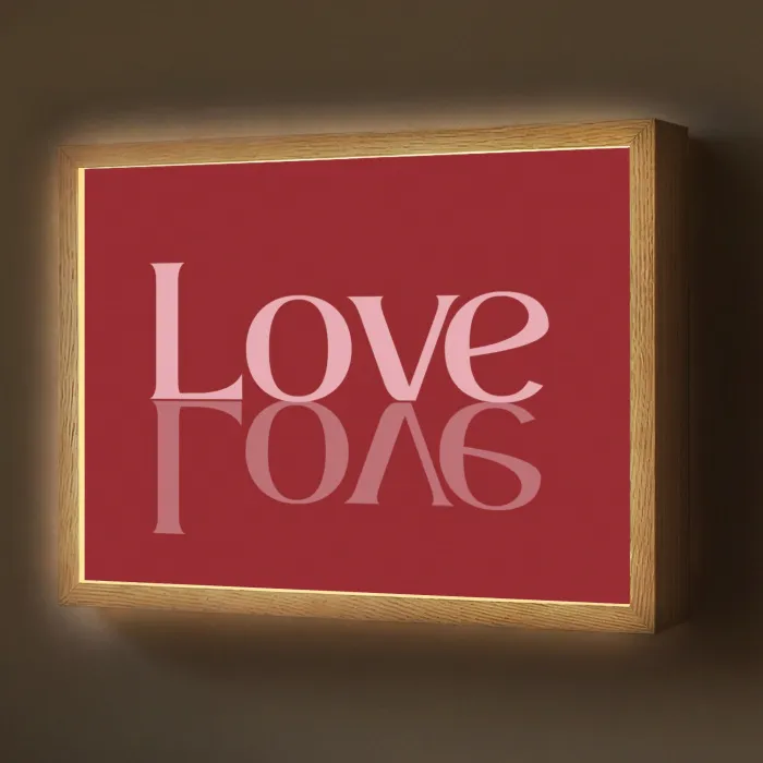 Love - Spiegeling - Rood Light Box met batterij (Wandlamp) middel -z3d_website
