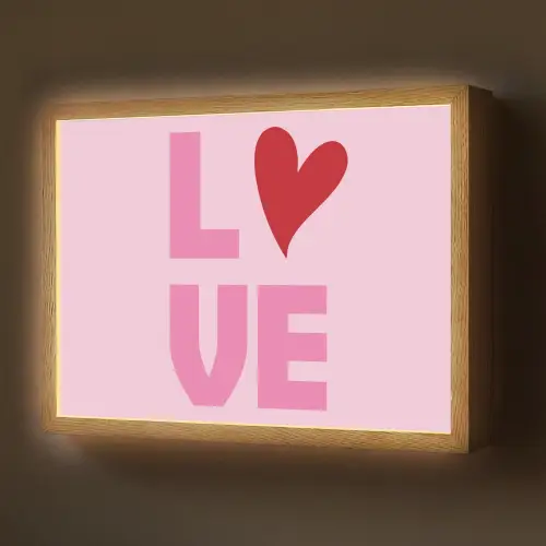 Love - Roze - Hart - Valentijn Light Box met batterij (Wandlamp) middel -z3d_website