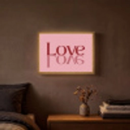 Love - Roze - Spiegeling Light Box met batterij (Wandlamp) middel -sfeer4