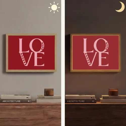 Love - Rood - Hatjes Light Box met batterij (Wandlamp) middel -sfeer3