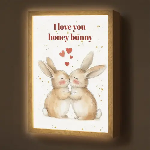 Liefde - Rood - konijn Light Box met batterij (Wandlamp) middel -z3d_website