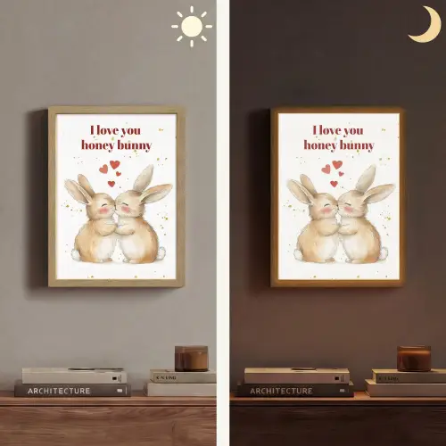 Liefde - Rood - konijn Light Box met batterij (Wandlamp) middel -sfeer3