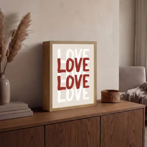 Love - Rood - Tekst Light Box met batterij (Wandlamp) middel -sfeer2