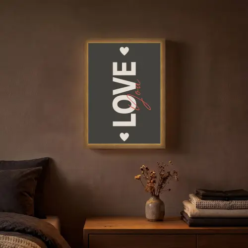 Love - Rood - Valentijn Light Box met batterij (Wandlamp) middel -sfeer4