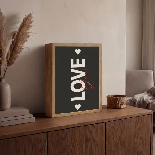 Love - Rood - Valentijn Light Box met batterij (Wandlamp) middel -sfeer2
