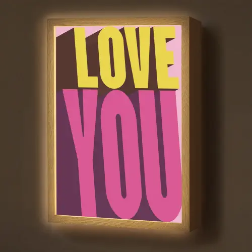 Love - Tekst - Roze - Valentijn Light Box met batterij (Wandlamp) middel -z3d_website