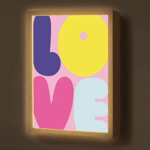 Love - Valentijn - Kleurrijk Light Box met batterij (Wandlamp) middel -z3d_website