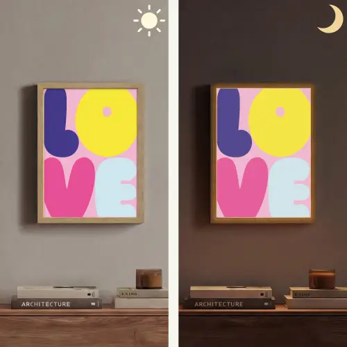Love - Valentijn - Kleurrijk Light Box met batterij (Wandlamp) middel -sfeer3