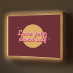 love your damn self - Cirkel - Glitter - Rood Light Box met batterij (Wandlamp) middel -z3d_website