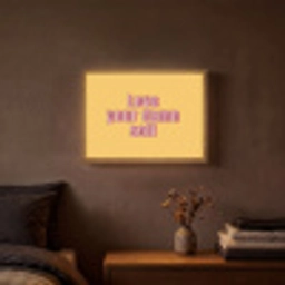 Love yourself - Roze - Geel Light Box met batterij (Wandlamp) middel -sfeer4
