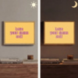 Love yourself - Roze - Geel Light Box met batterij (Wandlamp) middel -sfeer3