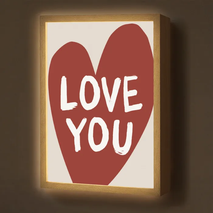 Loveyou - Hart - Rood Light Box met batterij (Wandlamp) middel -z3d_website