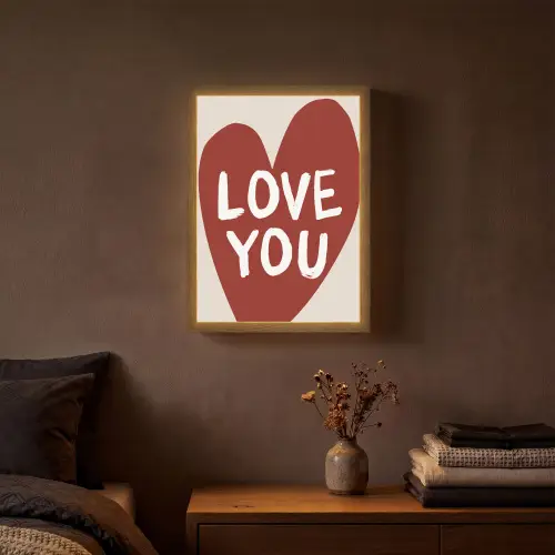 Loveyou - Hart - Rood Light Box met batterij (Wandlamp) middel -sfeer4
