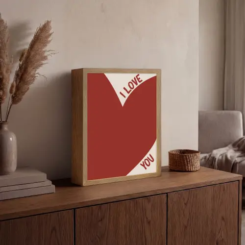 Loveyou - Rood - Hart Light Box met batterij (Wandlamp) middel -sfeer2