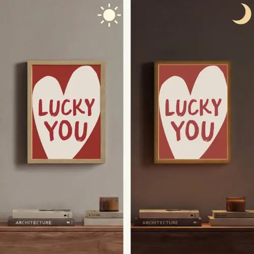 Lucky - Hart - Rood Light Box met batterij (Wandlamp) middel -sfeer3