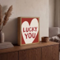 Lucky - Hart - Rood Light Box met batterij (Wandlamp) middel -sfeer2