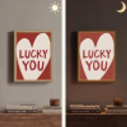 Lucky - Hart - Rood Light Box met batterij (Wandlamp) middel -sfeer3