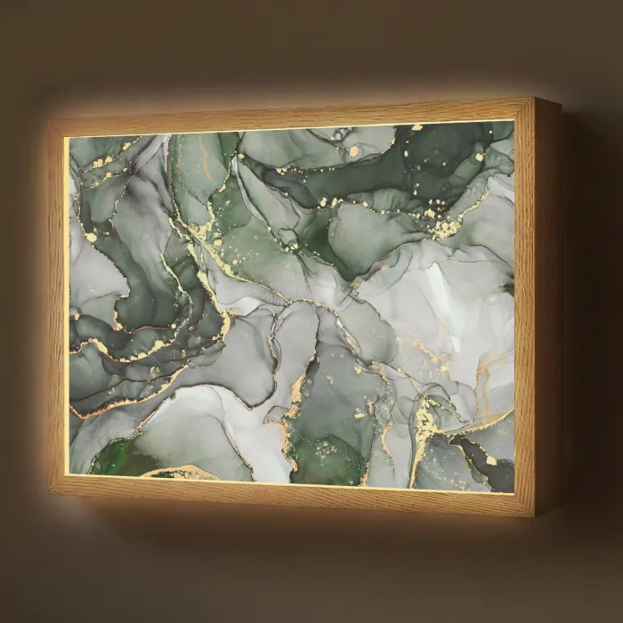 Luxe - Marmer - Groen Light Box met batterij (Wandlamp) middel -z3d_website