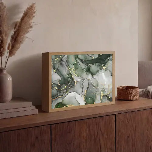 Luxe - Marmer - Groen Light Box met batterij (Wandlamp) middel -sfeer2