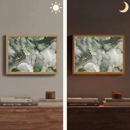 Luxe - Marmer - Groen Light Box met batterij (Wandlamp) middel -sfeer3