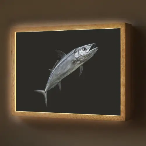 Makreel - Vis - Zwart Light Box met batterij (Wandlamp) middel -z3d_website