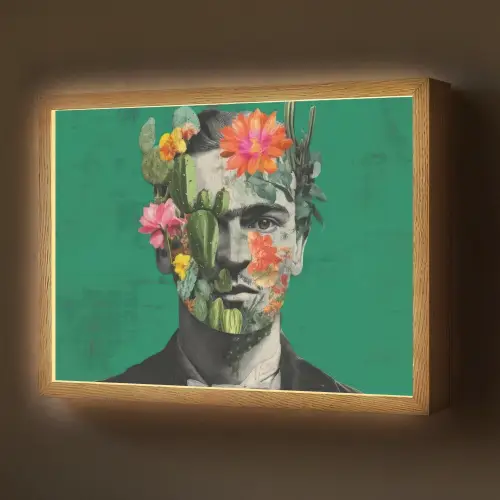 Man - Planten - Groen Light Box met batterij (Wandlamp) middel -z3d_website