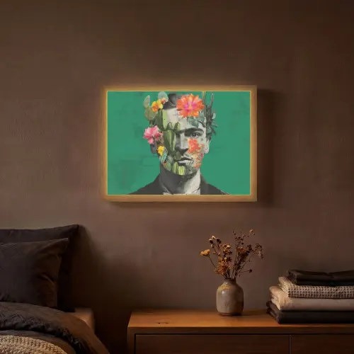 Man - Planten - Groen Light Box met batterij (Wandlamp) middel -sfeer4