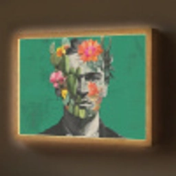 Man - Planten - Groen Light Box met batterij (Wandlamp) middel -z3d_website