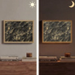 Marmer - Zwart - Goud Light Box met batterij (Wandlamp) middel 907 -sfeer3