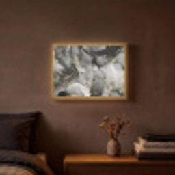 Marmer - Zwart - Goud - Grijs Light Box met batterij (Wandlamp) middel -sfeer4
